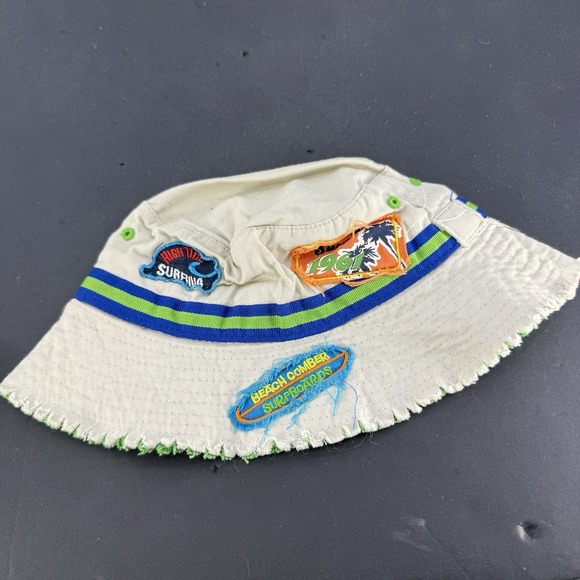 The Children's Place Other - The Childrens Place Beige Cotton Bucket Hat Youth OS Surf Theme Patches